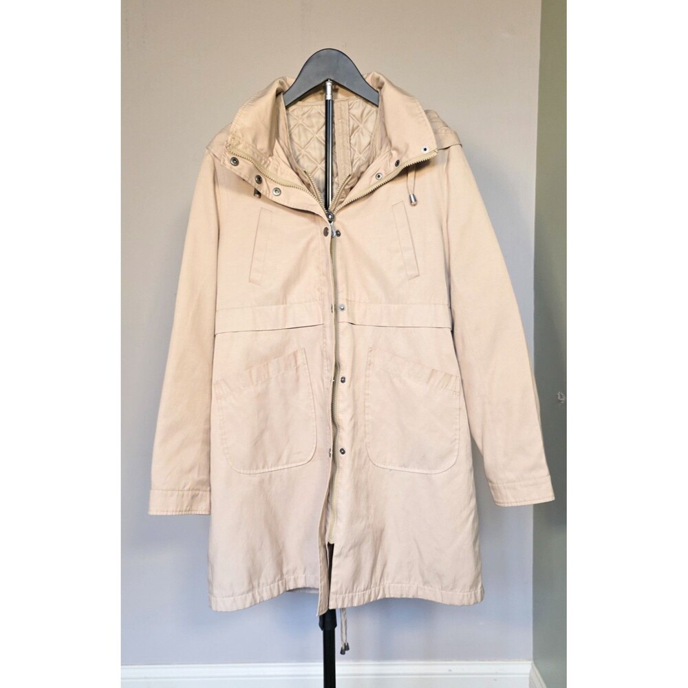 DKNY 2-in-1 Hooded Trench Coat Beige Quilted Removable Liner M